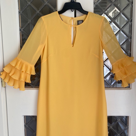 ❤️HOST PICK❤️ VINCE CAMUTO Tiered Ruffle Sleeve Yellow Dress Size 0 NWT $128 - Picture 7 of 7